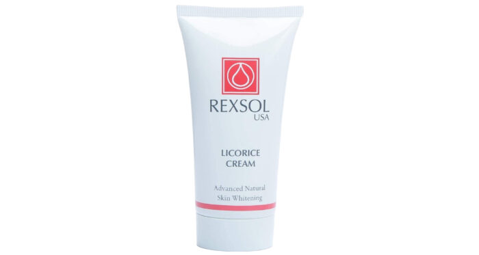 A luxurious jar of Rexsol Licorice Cream Advanced Natural Skin Whitening, designed to brighten and even out the skin tone